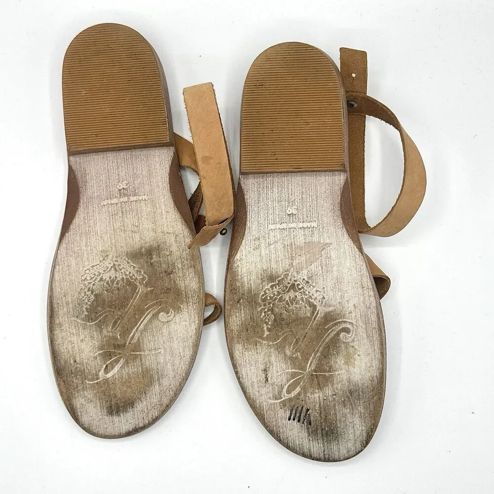 Free People Leather Strappy Flat Sandals Women’s Size EU 39 US 9 Boho Brown